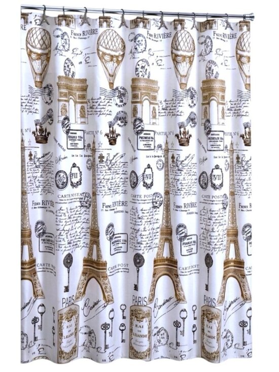 Today’s Living Bath & Design Other - Paris Eiffel Tower Material Fabric Shower Curtain White Gold 70’x 72” NEW